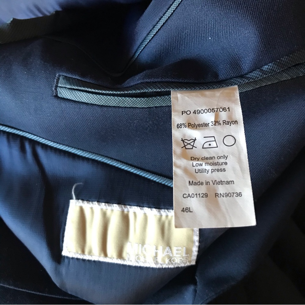 Michael Kors Solid Blue Ventless Blazer Size 46l … - image 5